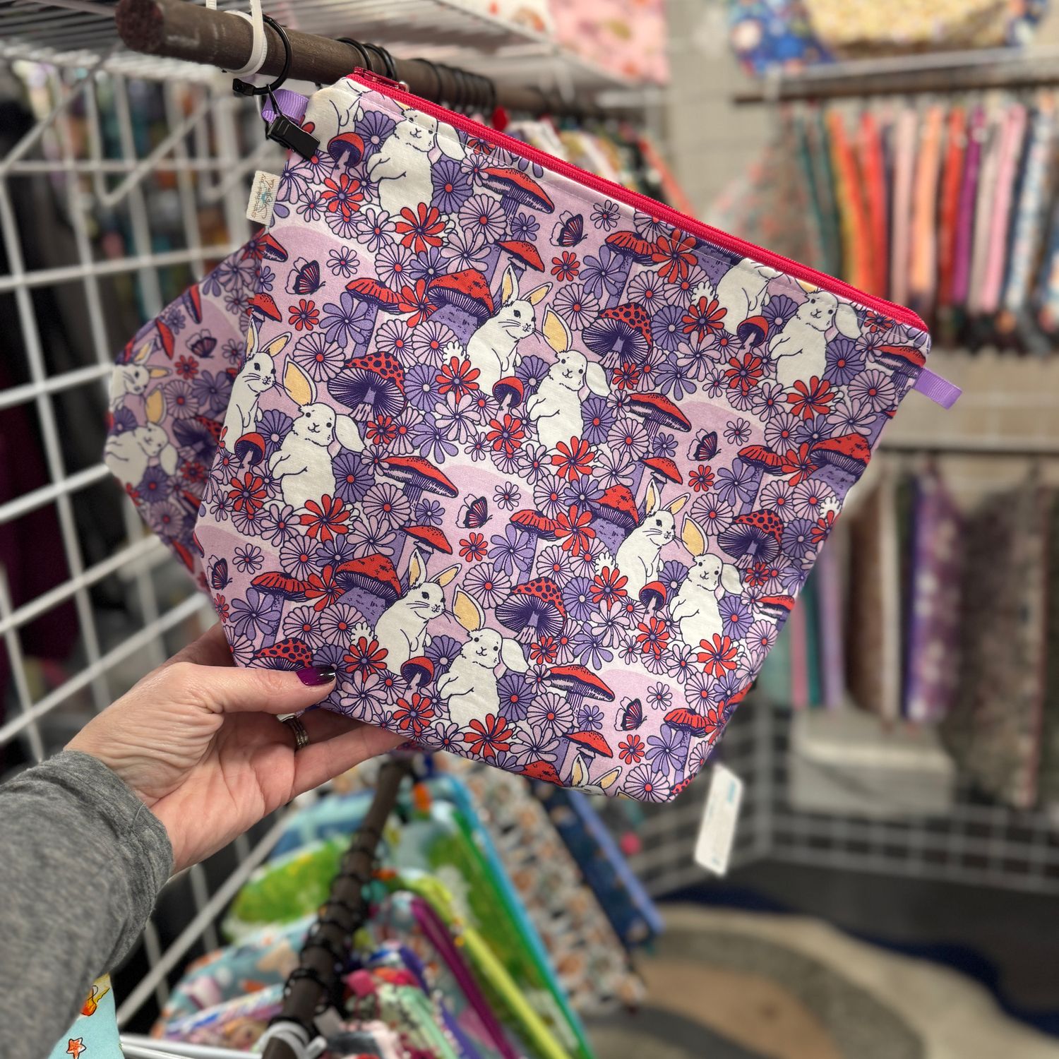 Mushroom Bunnies in Purple - Tall Wedge